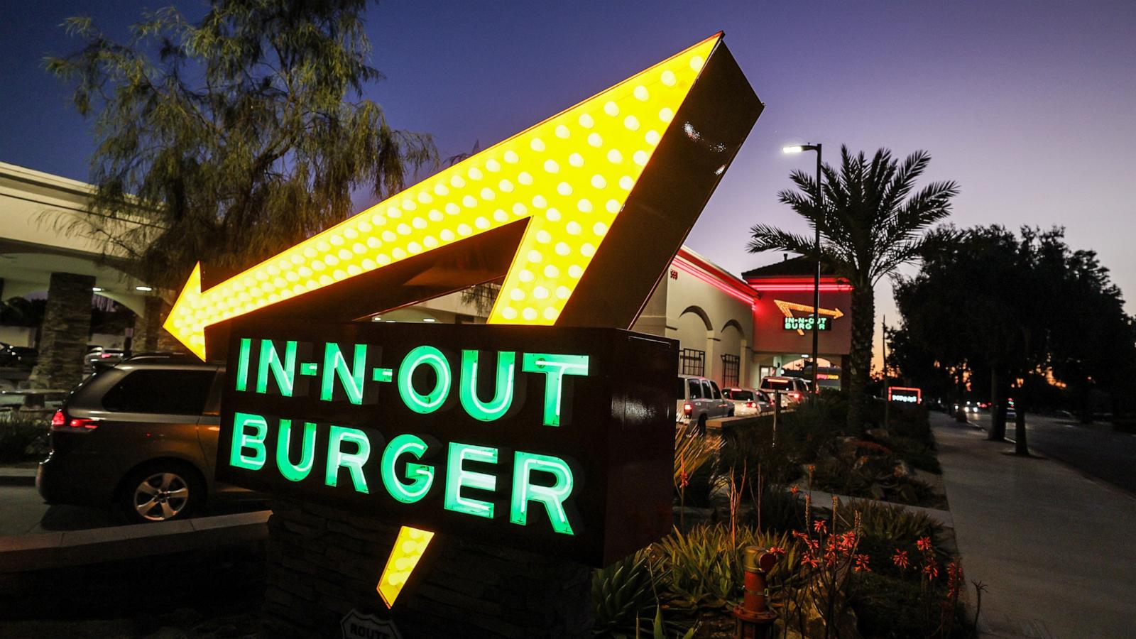PHOTO: In this April 1, 2024, file photo, a sign for In-N-Out Burger is shown in Azusa, Calif.