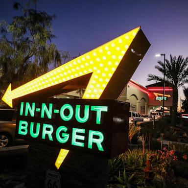 PHOTO: In this April 1, 2024, file photo, a sign for In-N-Out Burger is shown in Azusa, Calif.