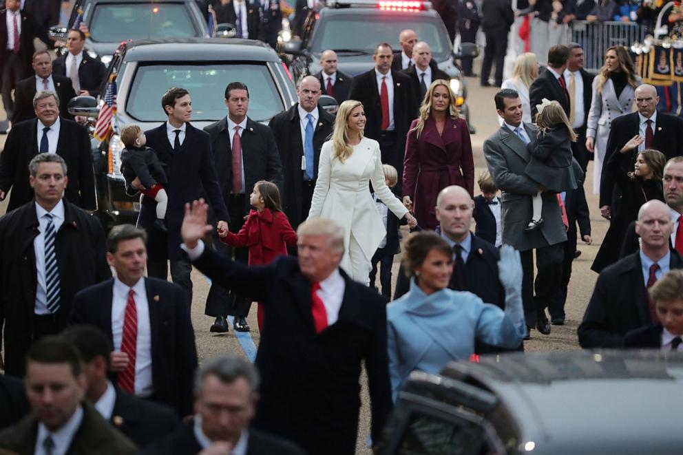 PHOTO: In this File photo, the children and grandchildren of U.S. President Donald J. Trump follow him and first lady Melania Trump down Pennsylvania Avenue in front of the White House during the Inaugural Parade Jan. 20, 2017 in Washington, DC.