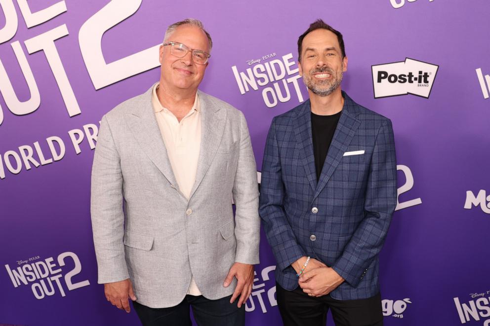 PHOTO: (L-R) Mark Nielsen and Kelsey Mann attend the World Premiere of Disney and Pixar's "Inside Out 2" at El Capitan Theatre in Hollywood, Calif. on June 10, 2024. 