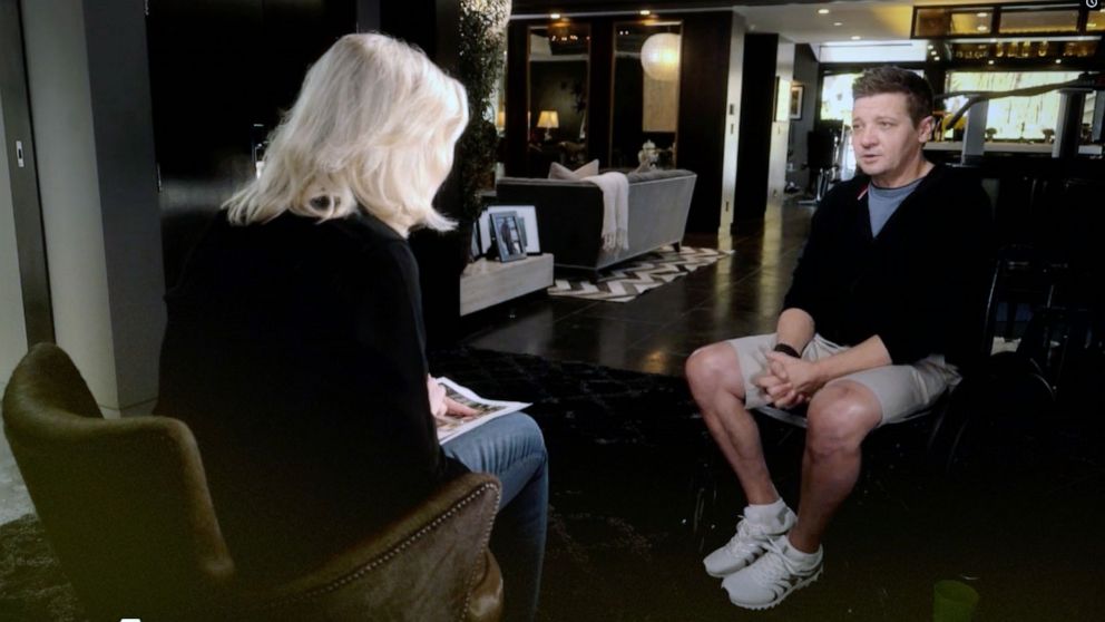 PHOTO: Actor Jeremy Renner sits down with Diane Sawyer for the first interview since his life-threatening snowplow accident.