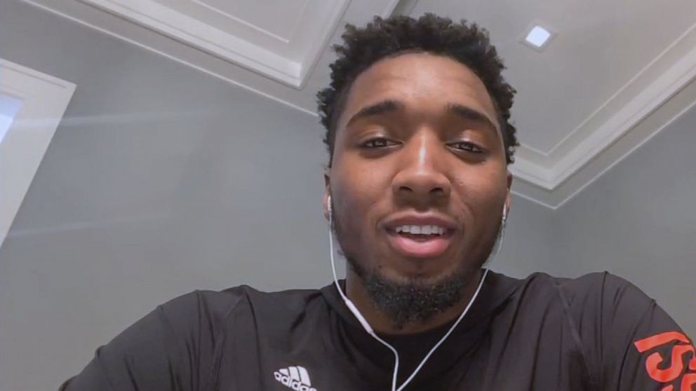 PHOTO: Donovan Mitchell is interviewed on a Facetime on "Good Morning America," on March 16, 2020.