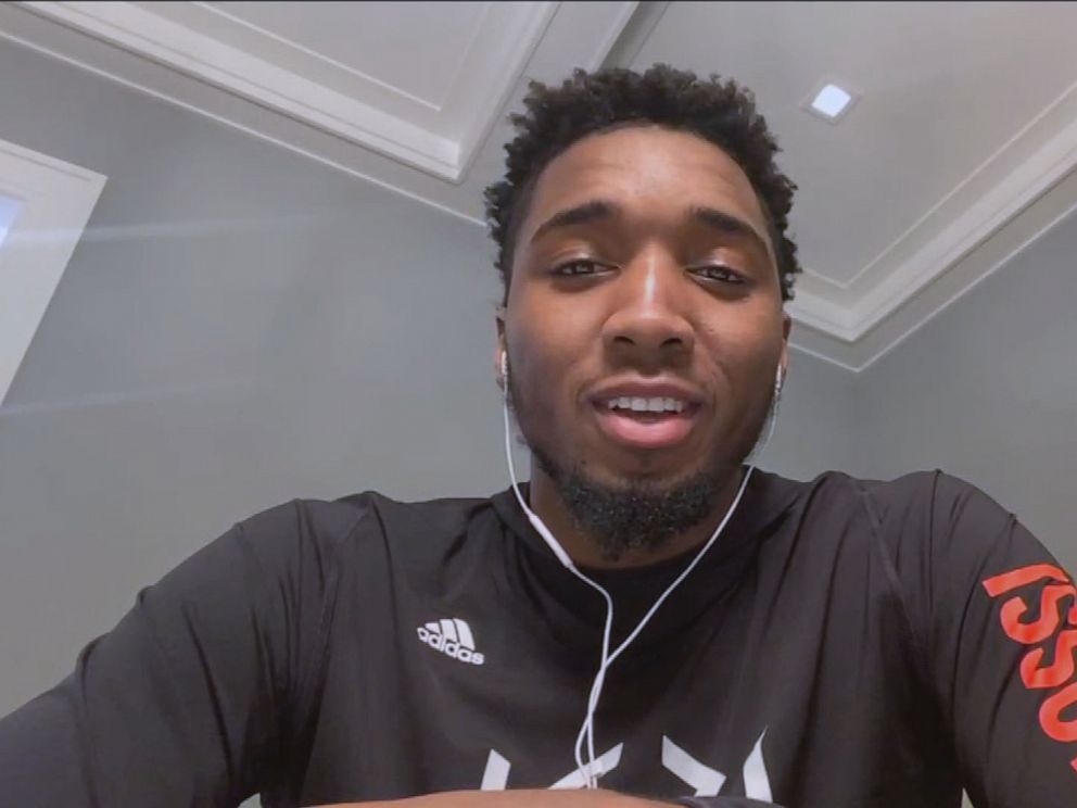 PHOTO: Donovan Mitchell is interviewed on a Facetime on "Good Morning America," on March 16, 2020.