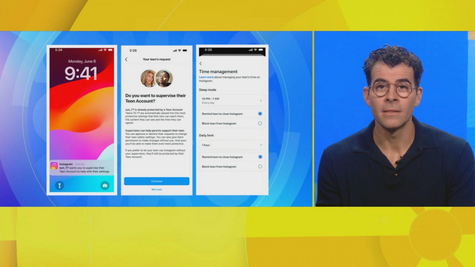 PHOTO: Instagram CEO Adam Mosseri announces the launch of Teen Accounts live on "Good Morning America" on Sept. 17, 2024.