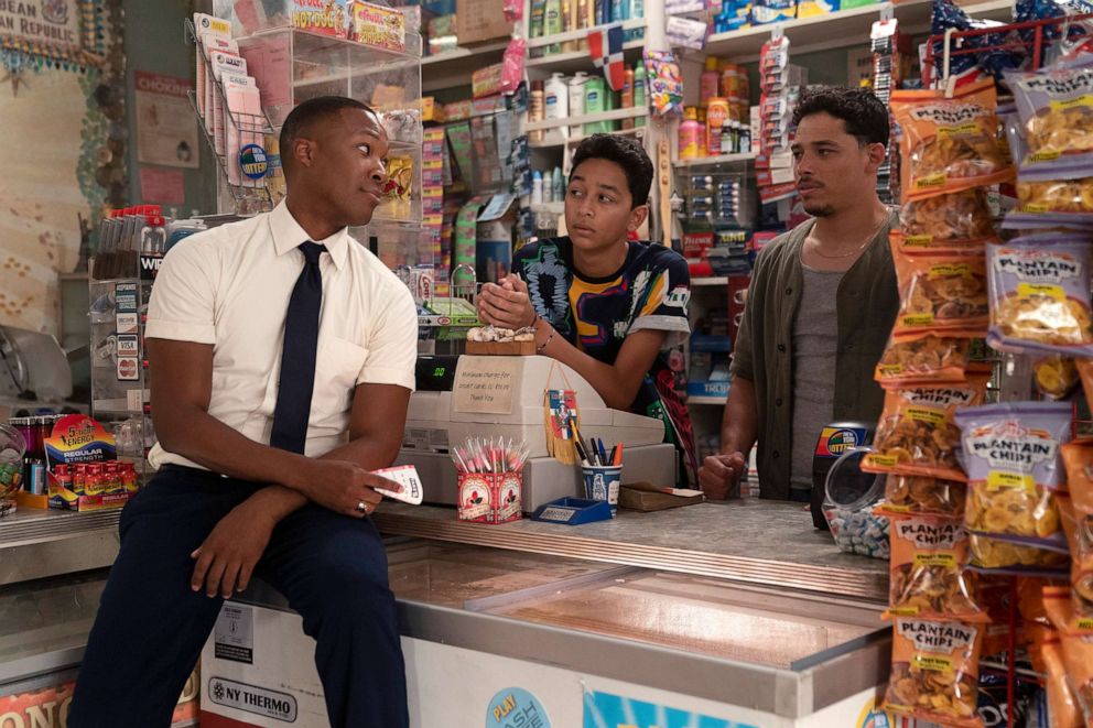 PHOTO: From left, Corey Hawkins as Benny, Gregory Diaz Iv as Sonny and Anthony Ramos as Usnavi, in the film, "In The Heights."