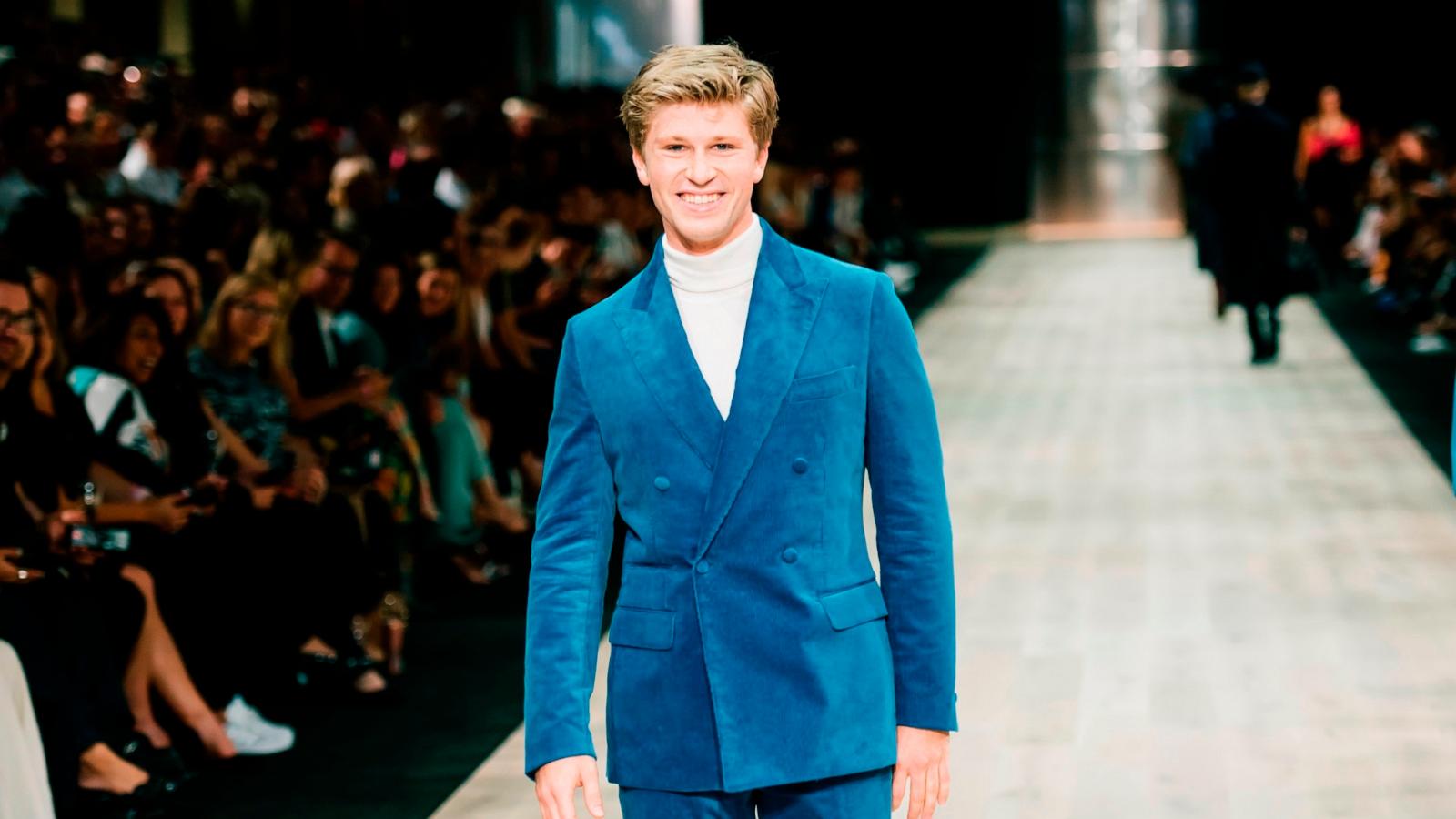 PHOTO: Robert Irwin showcases designs by Godwin during the Suit Up Runway at Melbourne Fashion Festival 2024 on March 6, 2024 in Melbourne, Australia.