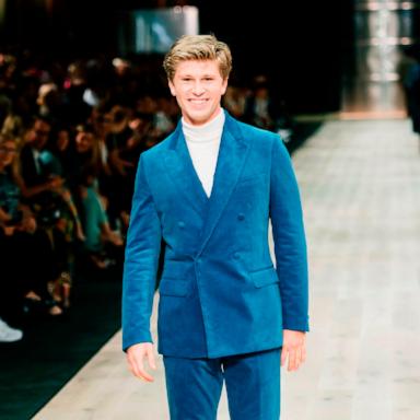 PHOTO: Robert Irwin showcases designs by Godwin during the Suit Up Runway at Melbourne Fashion Festival 2024 on March 6, 2024 in Melbourne, Australia.