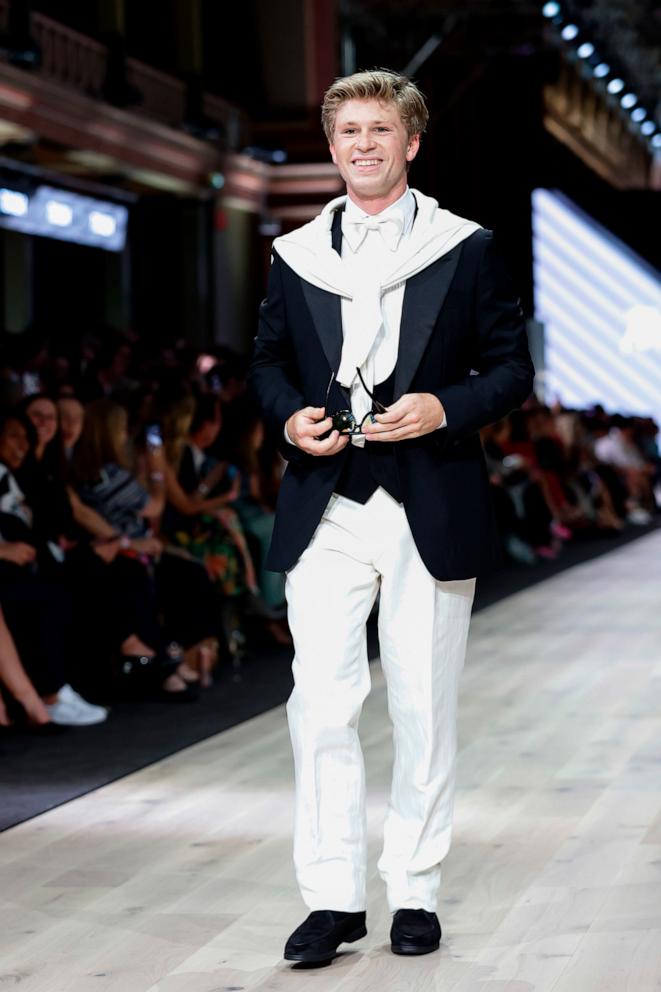 PHOTO: Robert Irwin walks at the Suit Up Runway at Melbourne Fashion Festival 2024 on March 6, 2024 in Melbourne, Australia.