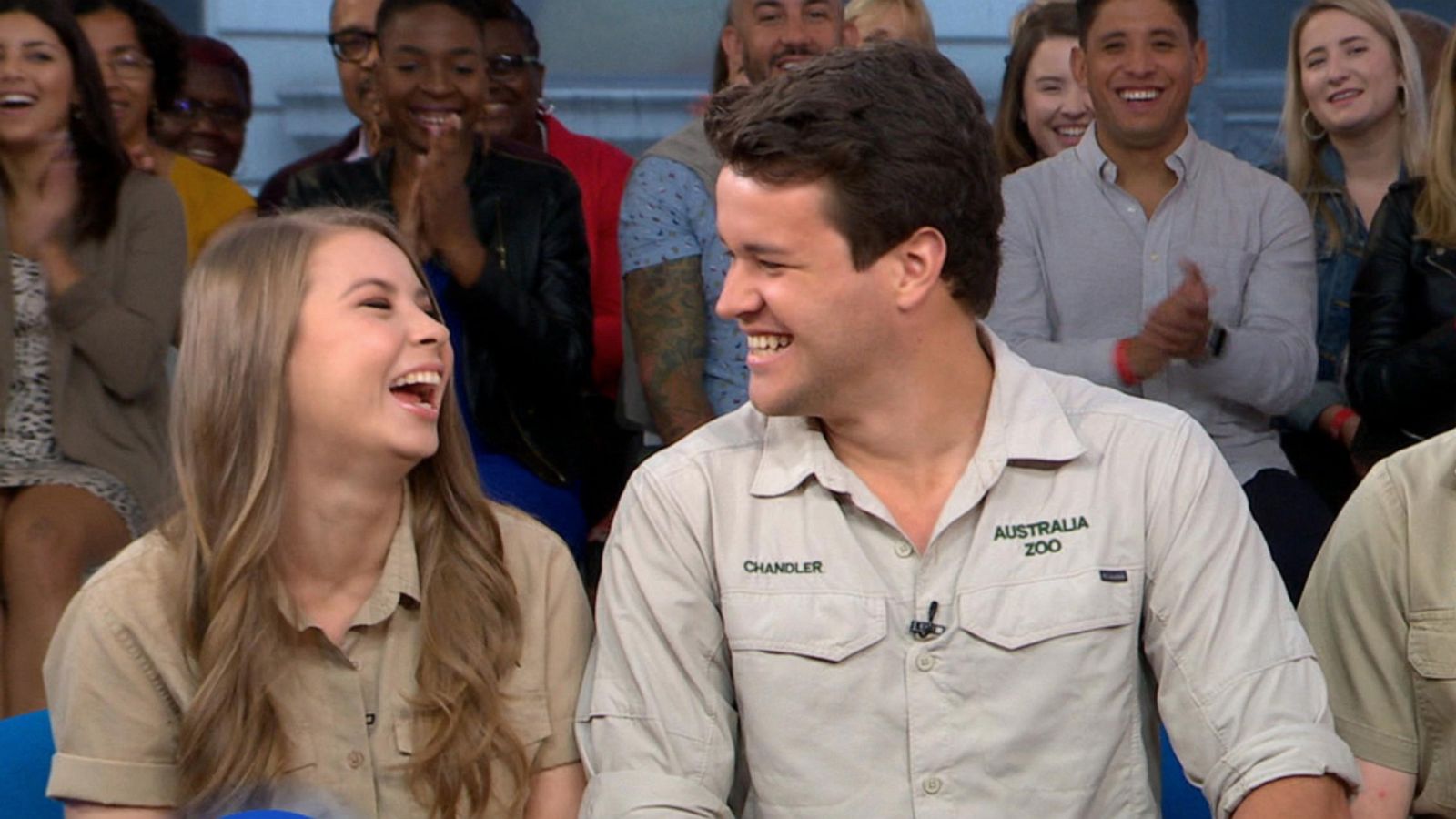 PHOTO: Bindi Irwin and her fiance Chandler Powell talk about their wedding plans at the Australia Zoo on ABC's "Good Morning America," Sept. 30, 2019.