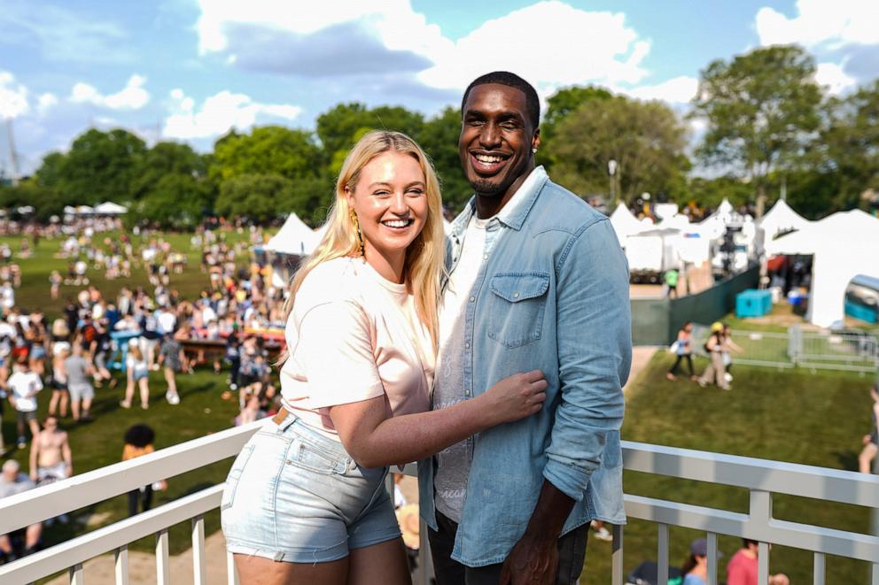 PHOTO: (L-R) Iskra Lawrence and Philip Payne at NYC's Governors Ball 2019 at Randall's Island on May 31, 2019 in New York City. 