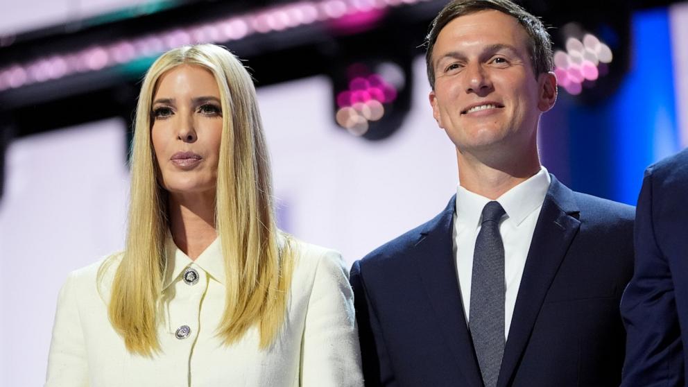 PHOTO: Ivanka Trump and Jared Kushner are seen during the final day of the Republican National Convention, July 18, 2024, in Milwaukee.