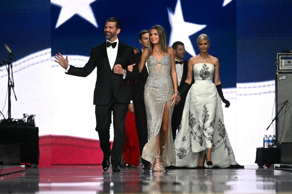 PHOTO: (L-R) Donald Trump Jr., Jared Kushner, Kai Madison Trump, Eric Trump and Ivanka Trump attend the Liberty inaugural ball, Jan. 20, 2025, in Washington.