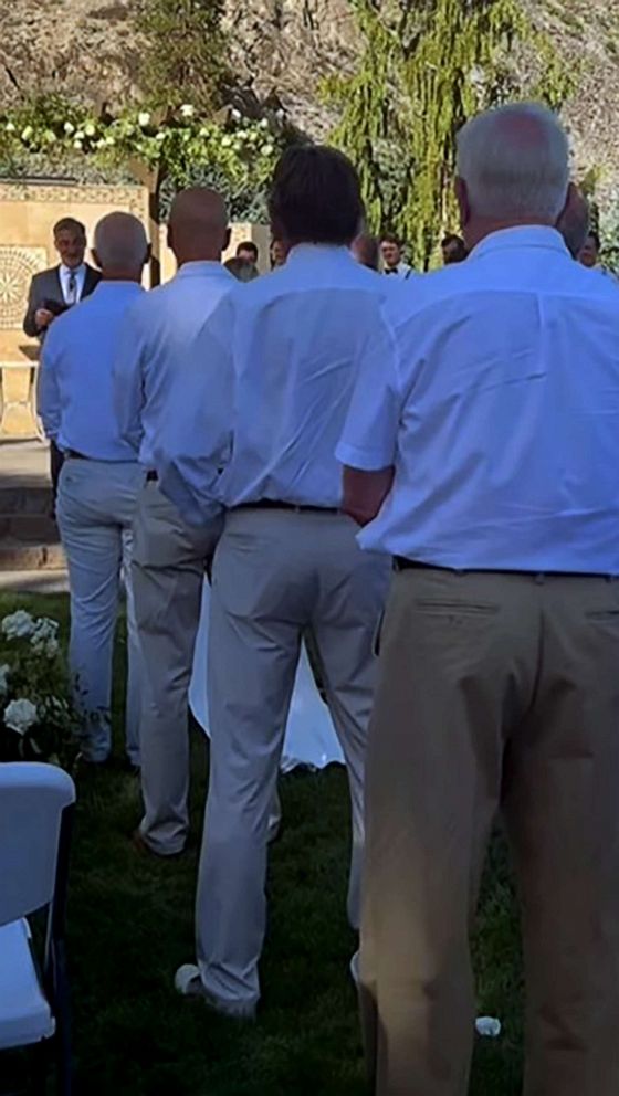 PHOTO: Ivy Jurgensen asked 15 important men in her life to walk her down the aisle on her wedding day.