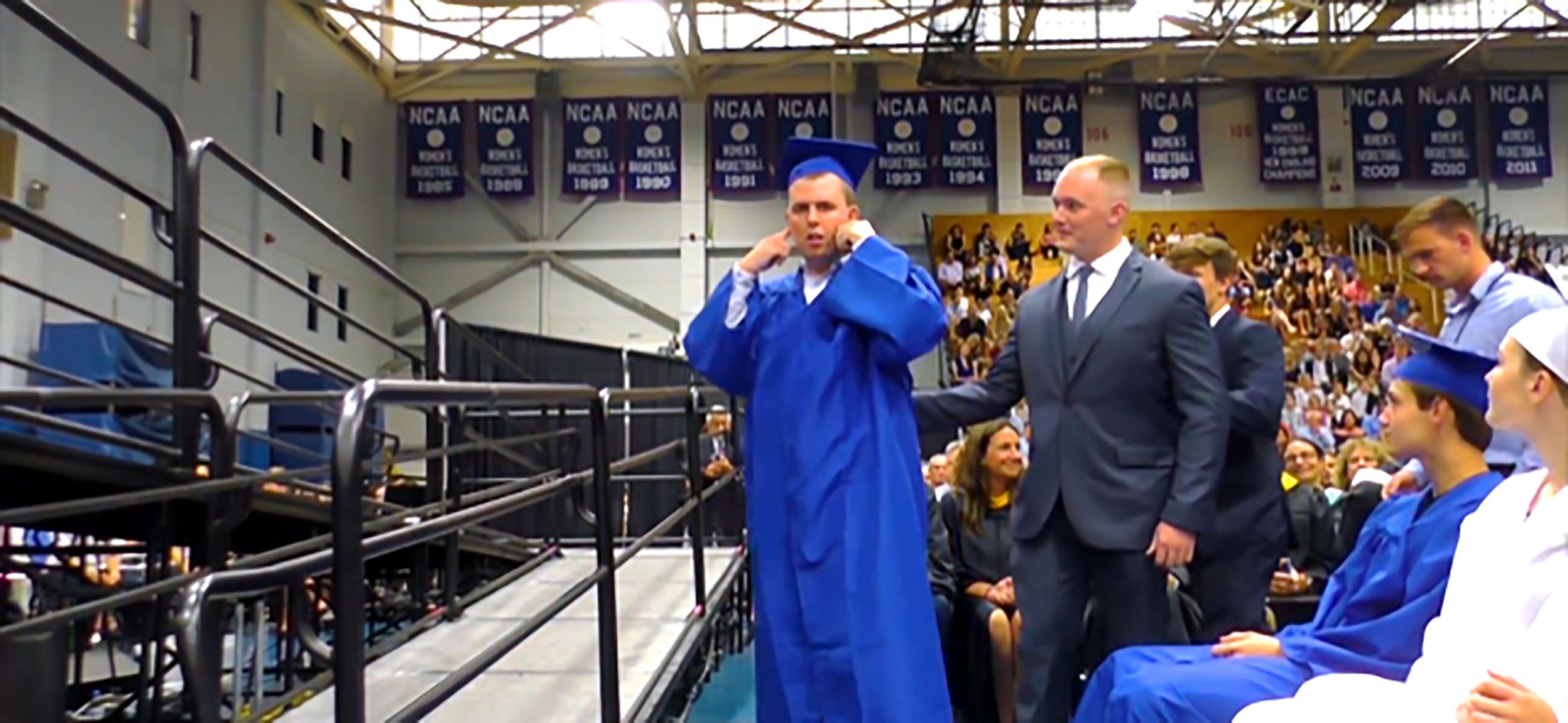 PHOTO: Jacks walks to the stage in complete silence to receive his diploma.
