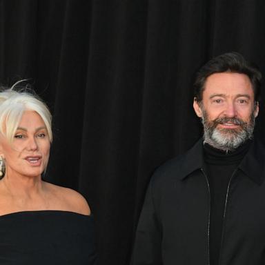 PHOTO: Deborra-Lee Furness and Hugh Jackman arrive for the "Ghosted" premiere at AMC Lincoln Square Theater in New York City on April 18, 2023.