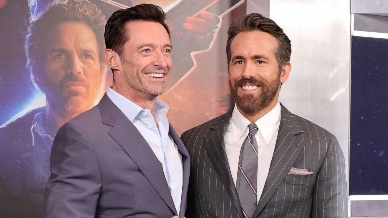 PHOTO: Hugh Jackman and Ryan Reynolds attends "The Adam Project" New York Premiere on Feb. 28, 2022 in New York City.