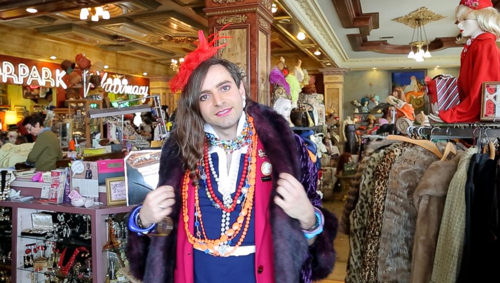 PHOTO: Writer Jacob Tobia tries on clothes at Playclothes in Burbank, California.