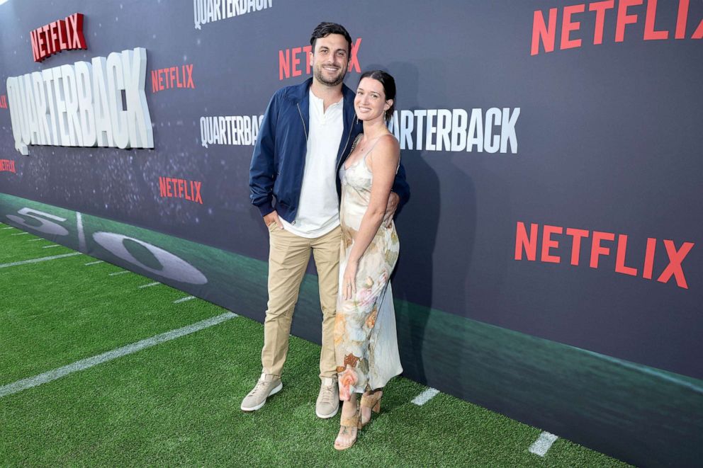 PHOTO: FILE - Tanner Tolbert and Jade Roper Tolbert attend the Netflix Premiere of "Quarterback" at Netflix Tudum Theater, July 11, 2023 in Los Angeles.