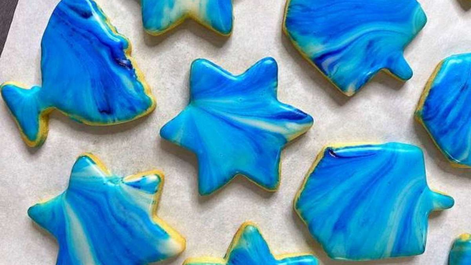 PHOTO: Holiday cookies with marble icing.