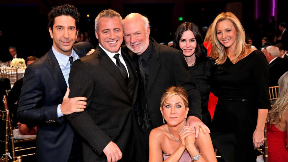 PHOTO: In this Jan. 24, 2016, file photo, David Schwimmer, Matt LeBlanc, James Burrows, Jennifer Aniston, Courteney Cox, and Lisa Kudrow are shown at the All-Star Tribute to James Burrows. 