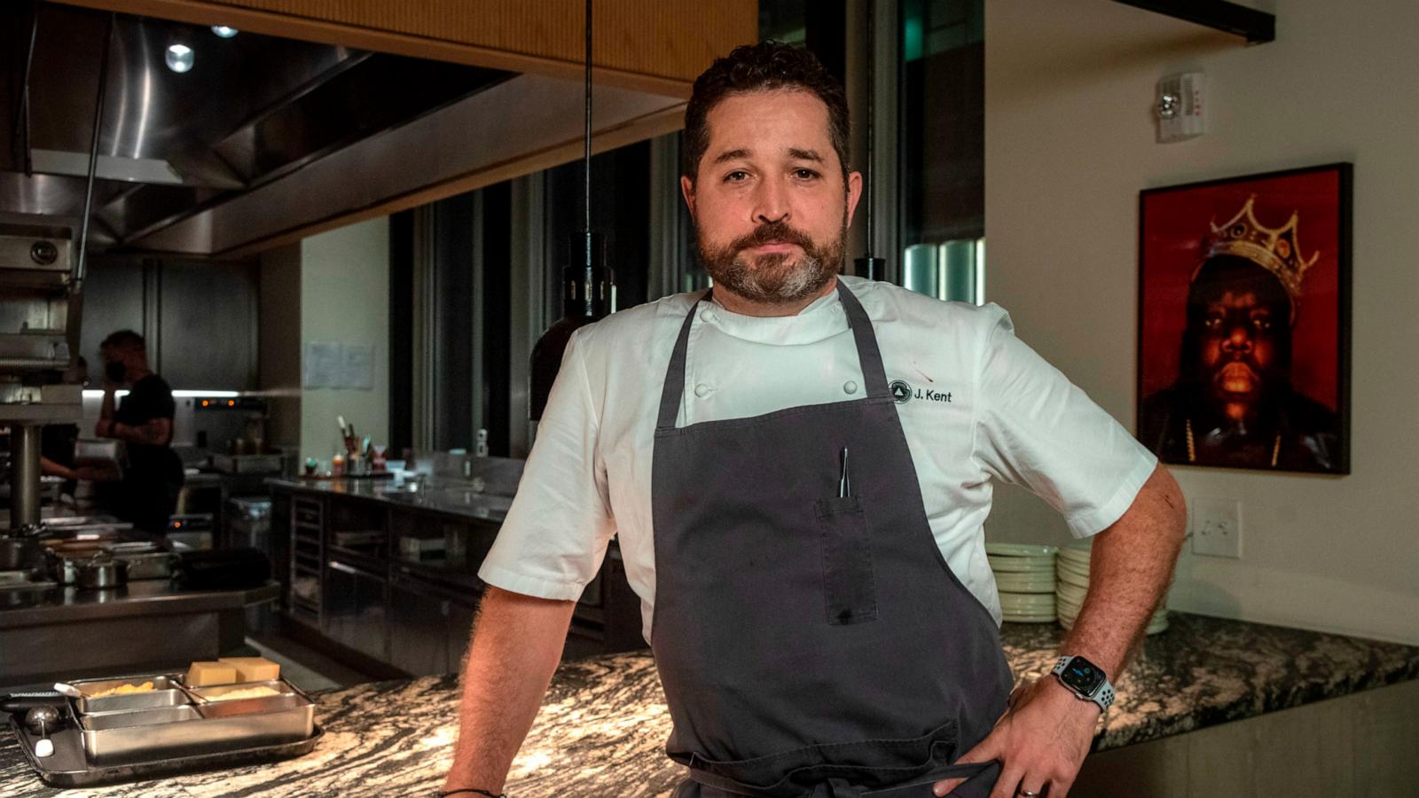 PHOTO: Chef James Kent during the Food Network & Cooking Channel New York City Wine & Food Festival presented by Capital One - Dinner with Bryan Voltaggio, James Kent, and Michael Voltaggio at Crown Shy on Oct. 17, 2021 in New York City.