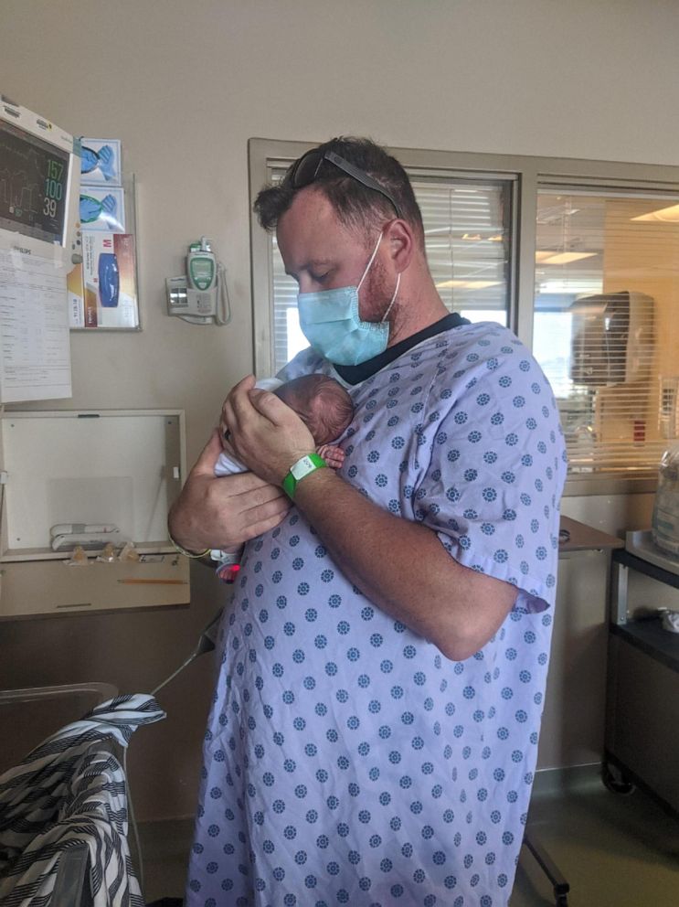 PHOTO: James Rowlett holds his son Rowdy during the newborn's stay in the neo-natal intensive care unit (NICU).