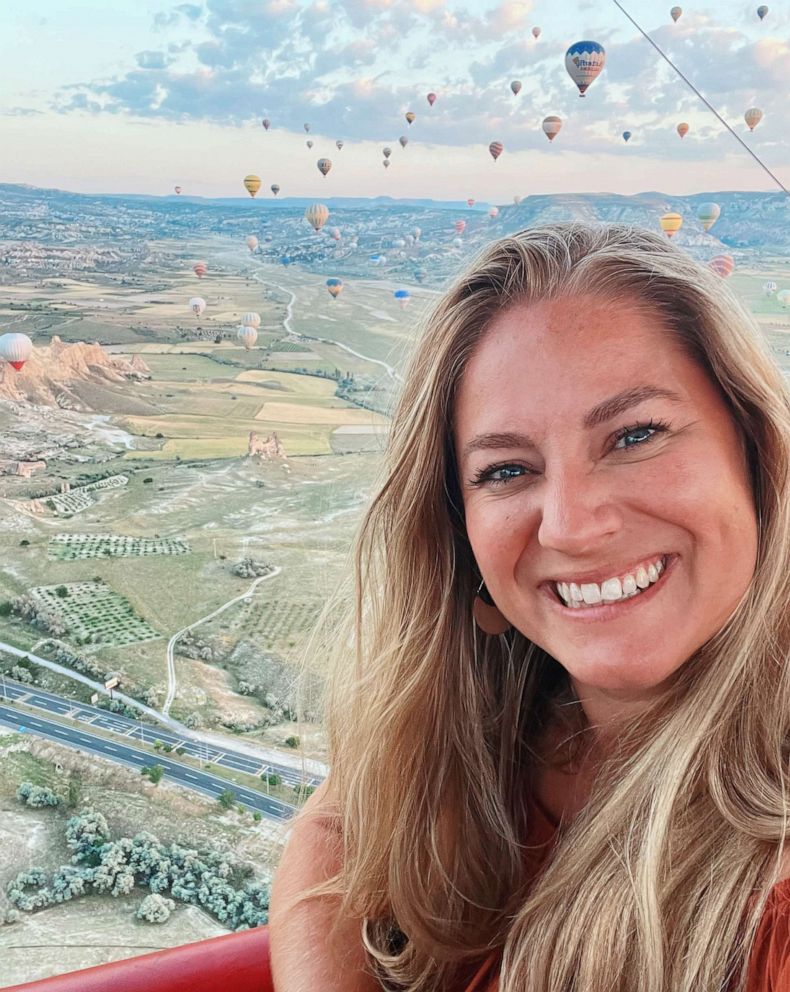 PHOTO: Loni James on a hot-air ballon ride in Turkey.