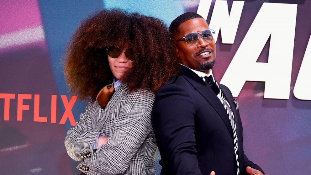 PHOTO: Annalise Bishop and Jamie Foxx on the red carpet for the special screening of "Back in Action" at Zoo Palast, Jan. 15, 2025, in Berlin.