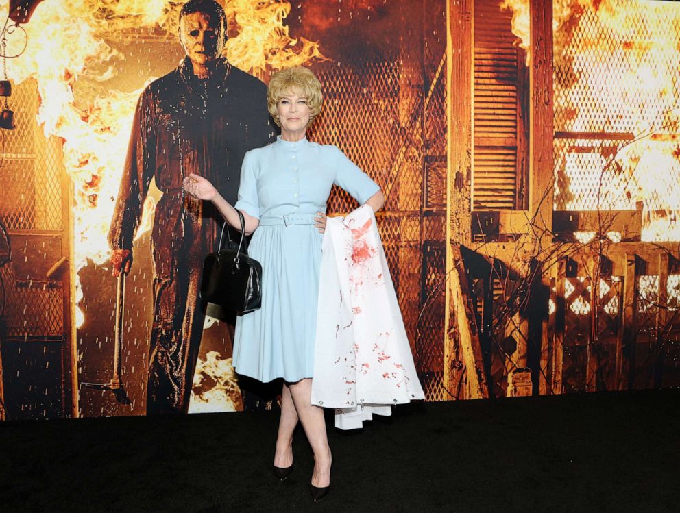 PHOTO: Jamie Lee Curtis attends the costume party premiere of "Halloween Kills" at TCL Chinese Theatre, Oct. 12, 2021, in Hollywood, Calif.