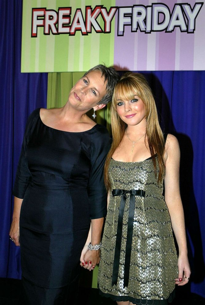 PHOTO: In this Aug. 4, 2003, file photo, Jamie Lee Curtis and Lindsay Lohan, stars of the new Disney film "Freaky Friday," pose as they arrive for the premiere of the movie at the El Capitan theater in Hollywood, Calif.