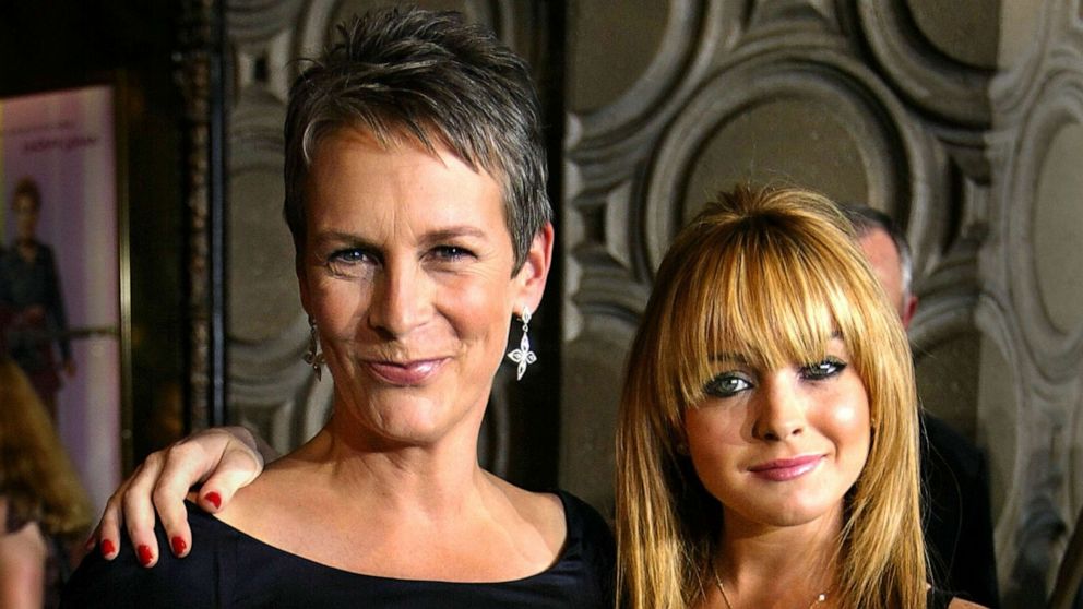 PHOTO: In this Aug. 4, 2003, file photo, Jamie Lee Curtis and Lindsay Lohan, stars of the new Disney film "Freaky Friday," pose before the premiere of the movie at the El Capitan theater in Hollywood, Calif.