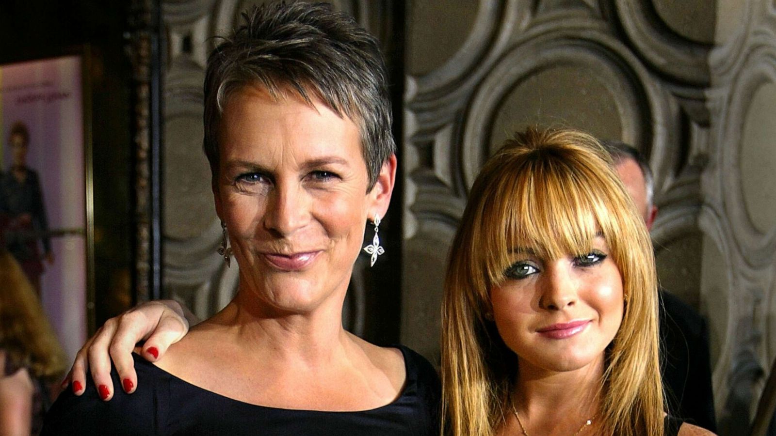 PHOTO: In this Aug. 4, 2003, file photo, Jamie Lee Curtis and Lindsay Lohan, stars of the new Disney film "Freaky Friday," pose before the premiere of the movie at the El Capitan theater in Hollywood, Calif.