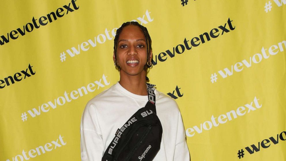 PHOTO: Activist Janaya Future Khan attends the We Vote Next Summit event presented by Eighteen X 18 at TOMS Corporate Office on Sept. 29, 2018, in Los Angeles.