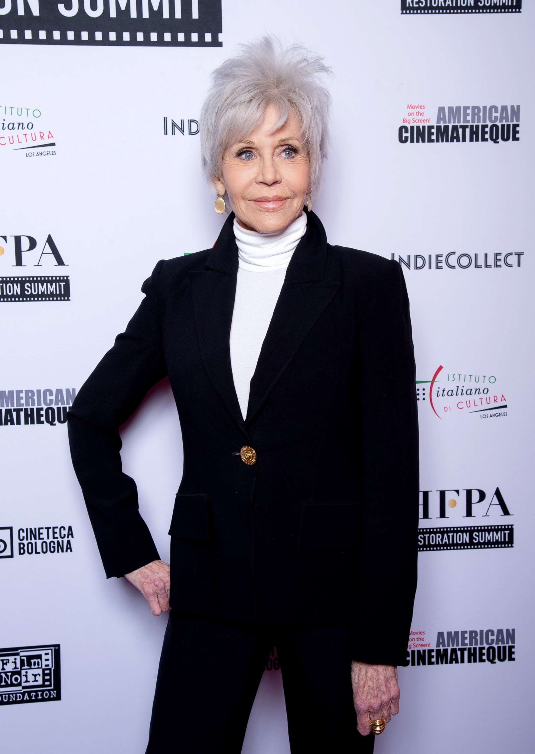 PHOTO: Jane Fonda attends the American Cinematheque's new 4K restoration world premiere of "F.T.A." at the Egyptian Theatre, Feb. 15, 2020, in Hollywood, Calif.