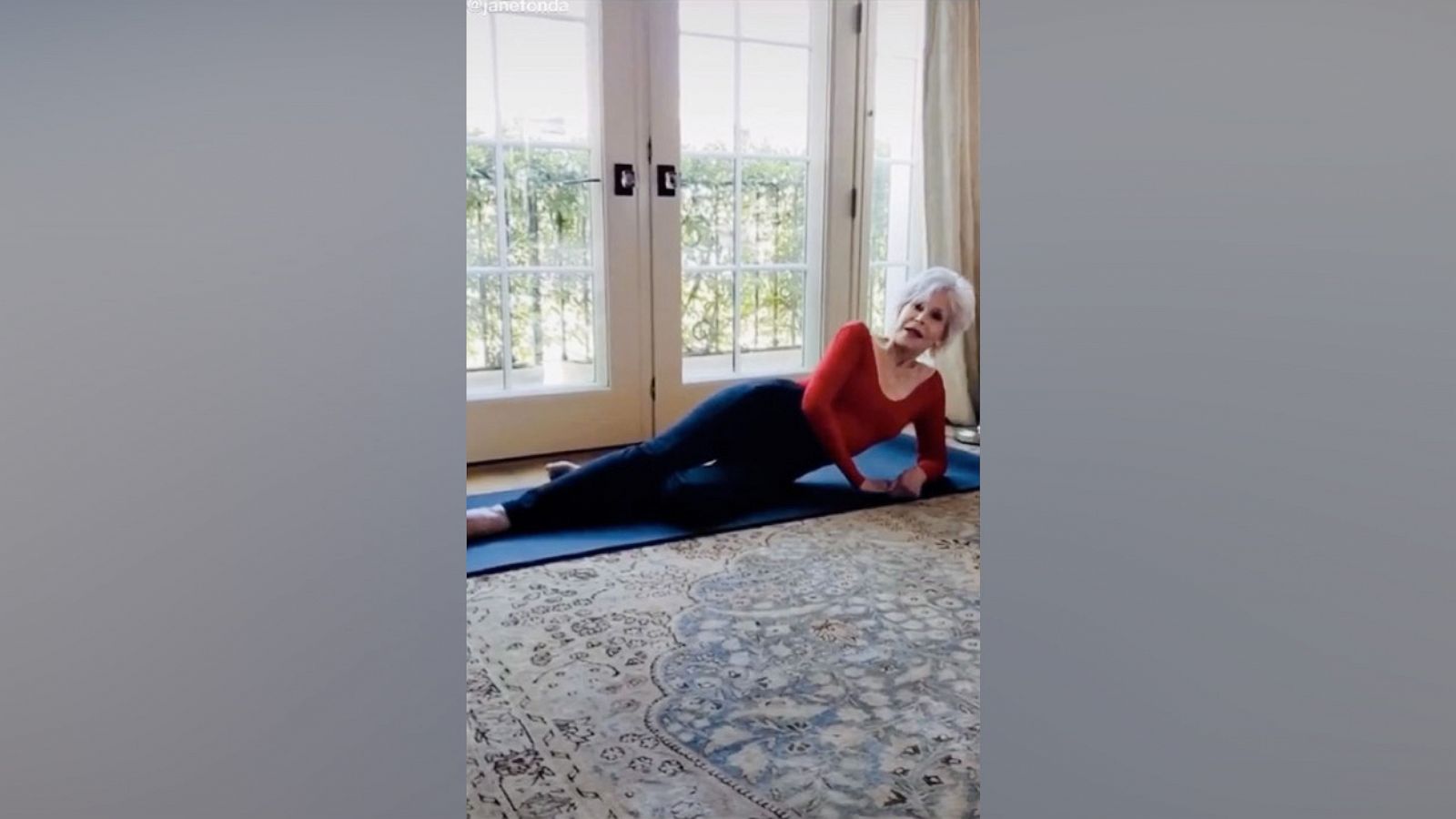 PHOTO: Jane Fonda joins TikTok and revives the Jane Fonda Workout to save the planet.