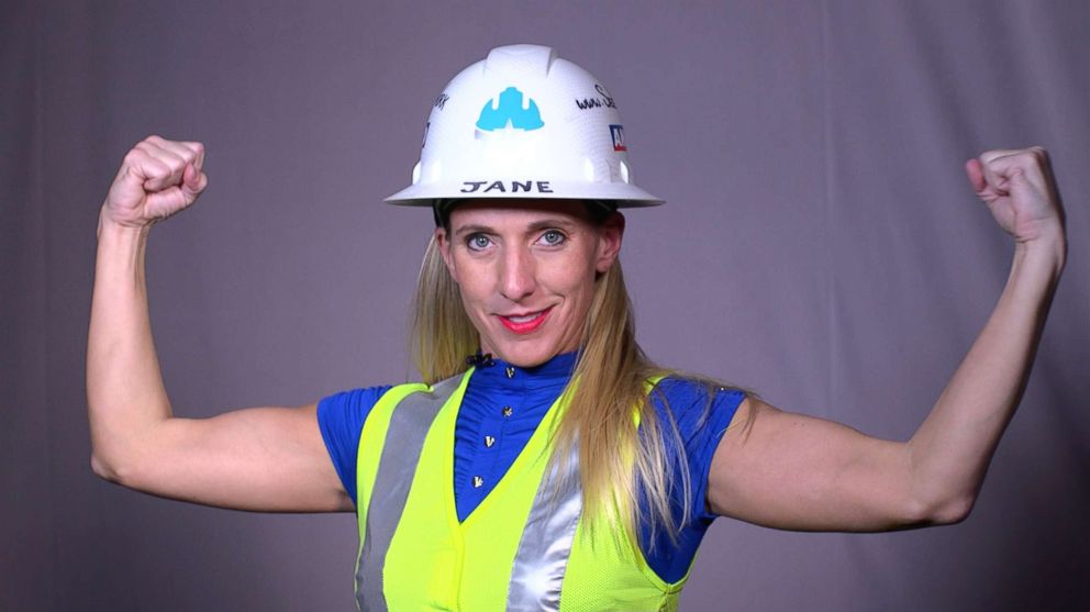 PHOTO: SeeHerWork founder, Jane Henry, is pictured with her hard hat and safety vest from the SeeHerWork line.