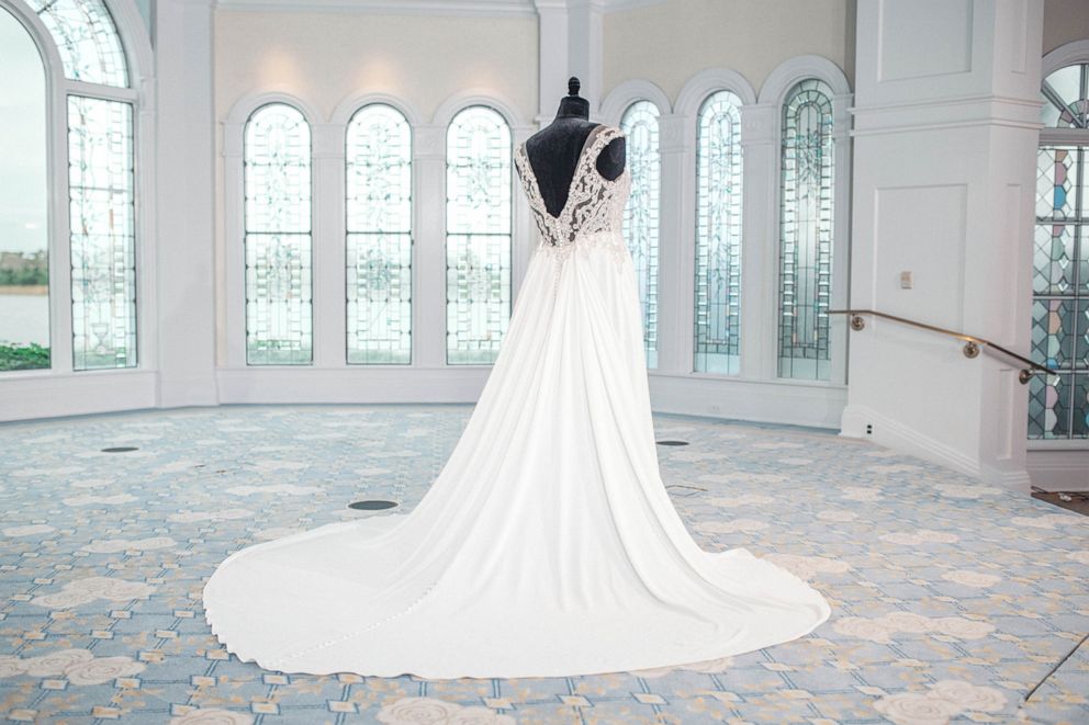 PHOTO: Disney Weddings Jasmine Mainline Dress features an intricate beaded bodice and a lightweight 'airy' crepe chiffon skirt.