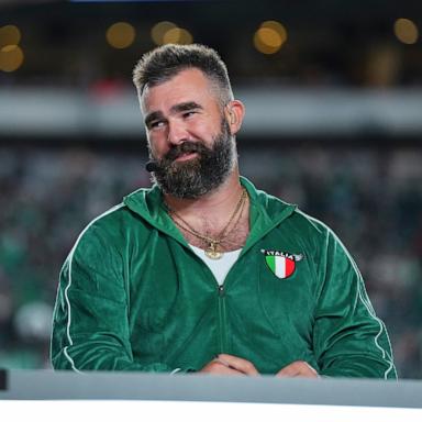 PHOTO: Jason Kelce looks on prior to the game between the Atlanta Falcons and Philadelphia Eagles at Lincoln Financial Field on Sept.r 16, 2024 in Philadelphia.