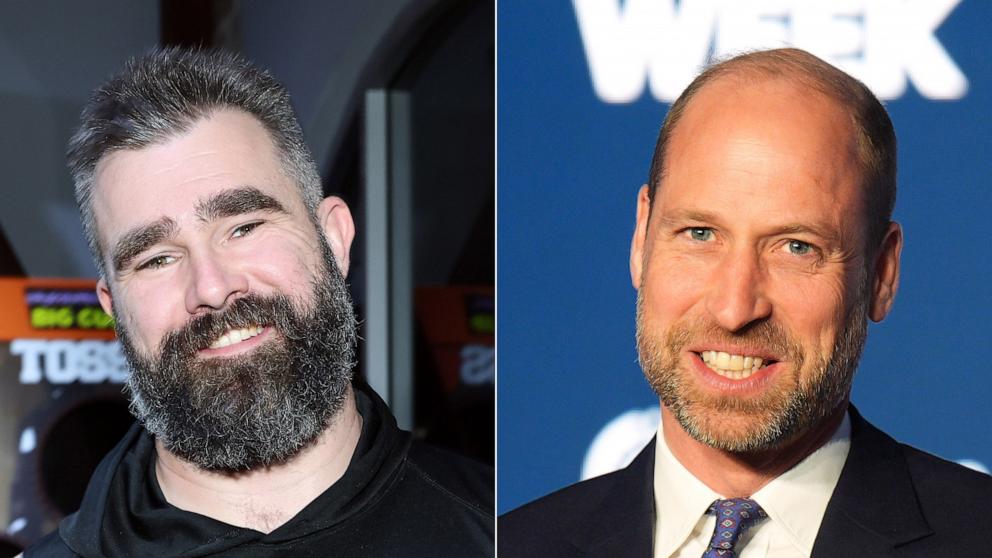 PHOTO: Jason Kelce appears at an event on Feb. 5, 2025, in New Orleans. | Prince William, Prince of Wales takes part in a panel discussion during London Tech Week, on June 10, 2026, in London.