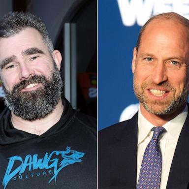 PHOTO: Jason Kelce appears at an event on Feb. 5, 2025, in New Orleans. | Prince William, Prince of Wales takes part in a panel discussion during London Tech Week, on June 10, 2026, in London.