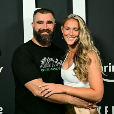 PHOTO: Jason Kelce and Kylie Kelce attend Thursday Night Football Presents The World Premiere of "Kelce" on September 08, 2023 in Philadelphia, Pennsylvania.