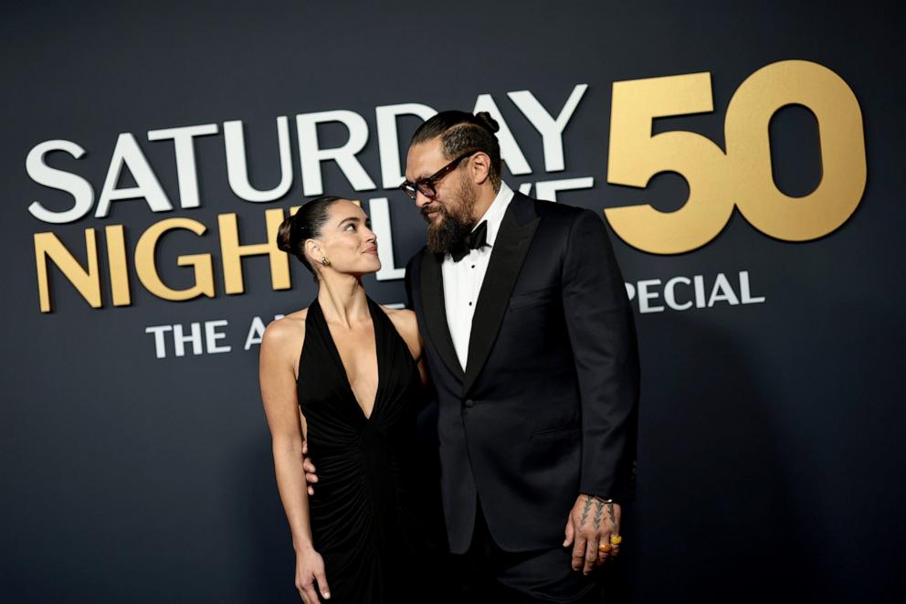 PHOTO: Adria Arjona and Jason Momoa attend SNL50: The Anniversary Special, on Feb 16, 2025, in New York.