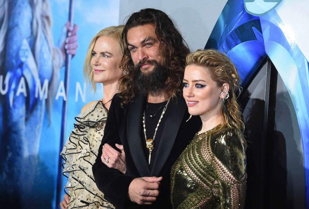 PHOTO: Nicole Kidman, Jason Momoa and Amber Heard arrive at the premiere of "Aquaman" at TCL Chinese Theatre on Dec. 12, 2018, in Los Angeles.