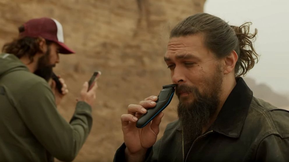 PHOTO: Actor Jason Momoa shaves his beard in a video he shared on YouTube.