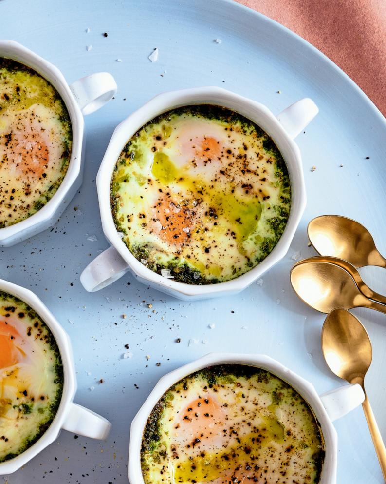 PHOTO: Pesto baked eggs from Yumna Jawad's debut cookbook.