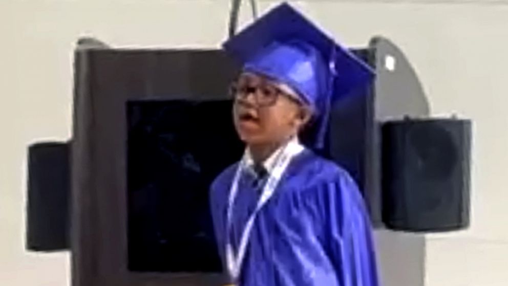 PHOTO: Jaxon Carter, 6, delivered a speech about his late mom at his kindergarten graduation ceremony.