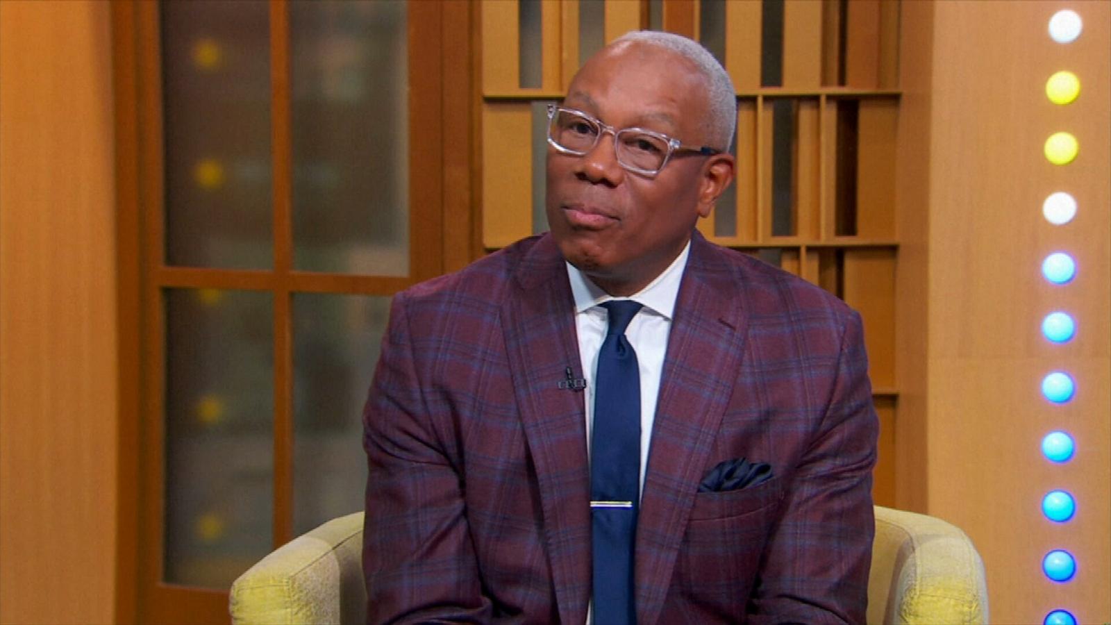 PHOTO: ESPN's Jay Harris speaks with Michael Strahan on "Good Morning America" on June 5, 2025.