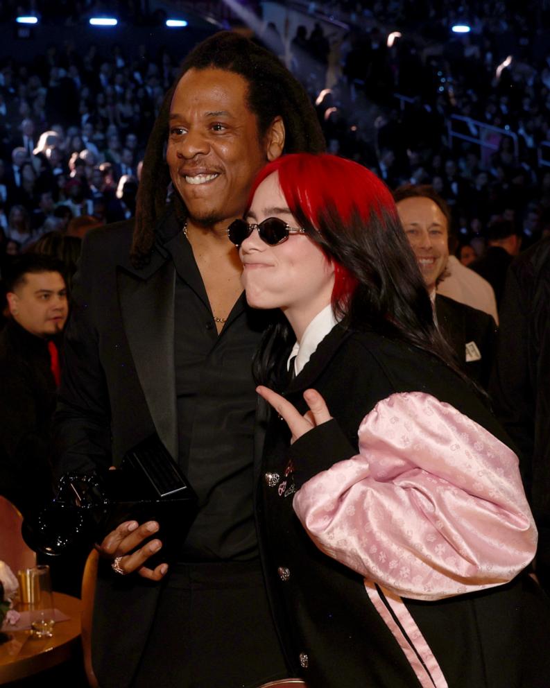 PHOTO: Jay-Z, winner of the Dr. Dre Global Impact Award, and Billie Eilish attend the 66th GRAMMY Awards, Feb. 4, 2024, in Los Angeles.