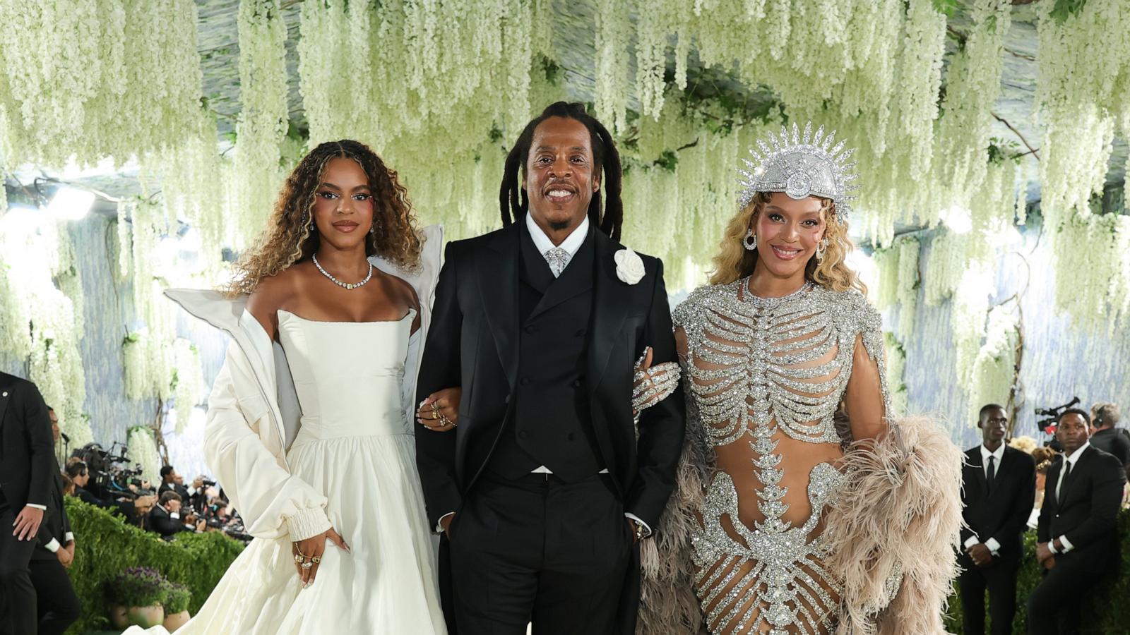 PHOTO: Blue Ivy Carter, Jay-Z, and Beyoncé attend the 2026 Met Gala celebrating "Costume Art" at the Metropolitan Museum of Art on May 04, 2026 in New York City.