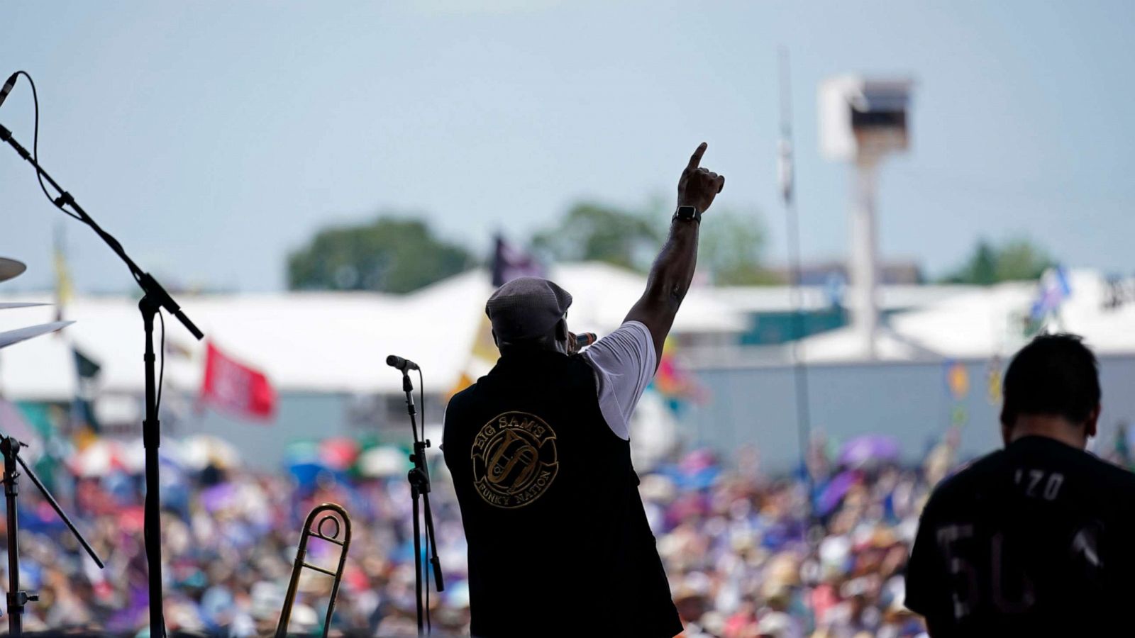 PHOTO: Big Sam's Funky Nation performs at the New Orleans Jazz & Heritage Festival in New Orleans, April 29, 2022.